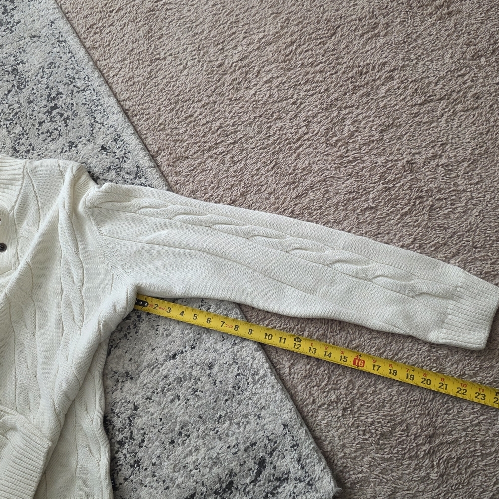Cableknit Button Sweater Cotton Mens XXL Cream Preppy 90s Business Casual Chaps - Picture 8 of 9